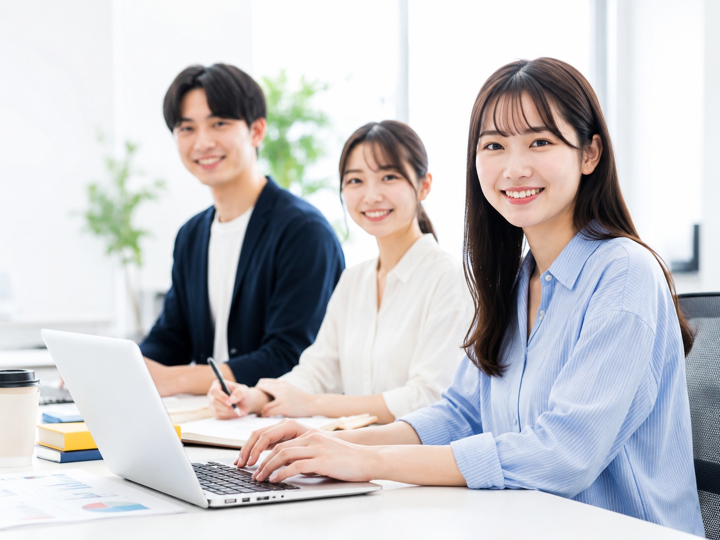 税理士インターンで会計資料を確認する大学生