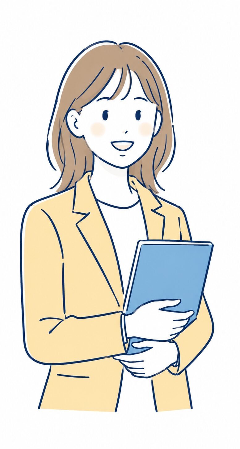 経理インターンに応募する学生イラスト